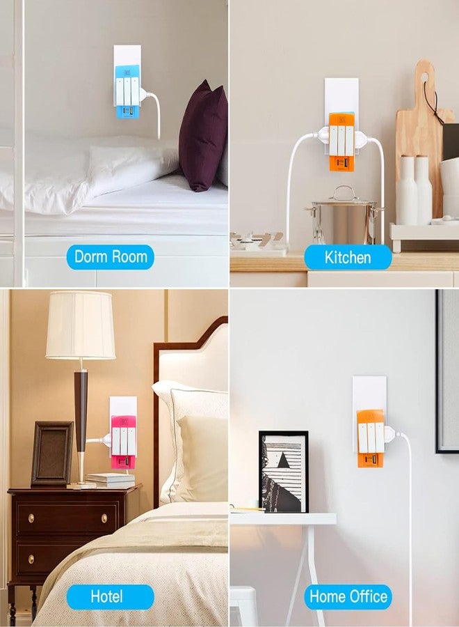 ام كي مقبس متعدد الأطراف من النوع C PD وUSB ثلاثي الأطراف - محول سفر عالمي مزود بمنافذ USB ومؤشر LED لكل منفذ - مقبس ثلاثي الاتجاهات (5 أمبير - 250 فولت) - لوحة تمديد من النوع D متعدد الألوان - Image 4